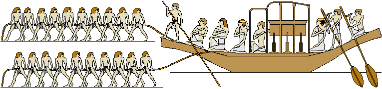 Tomb of Qar at Giza (6th dynasty): Men towing the funerary boat of Qar